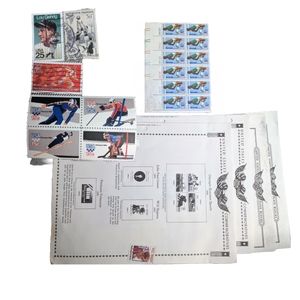 Vintage 19 Sport themed Stamps from US & France Olympics, Ski, Track, Hockey etc